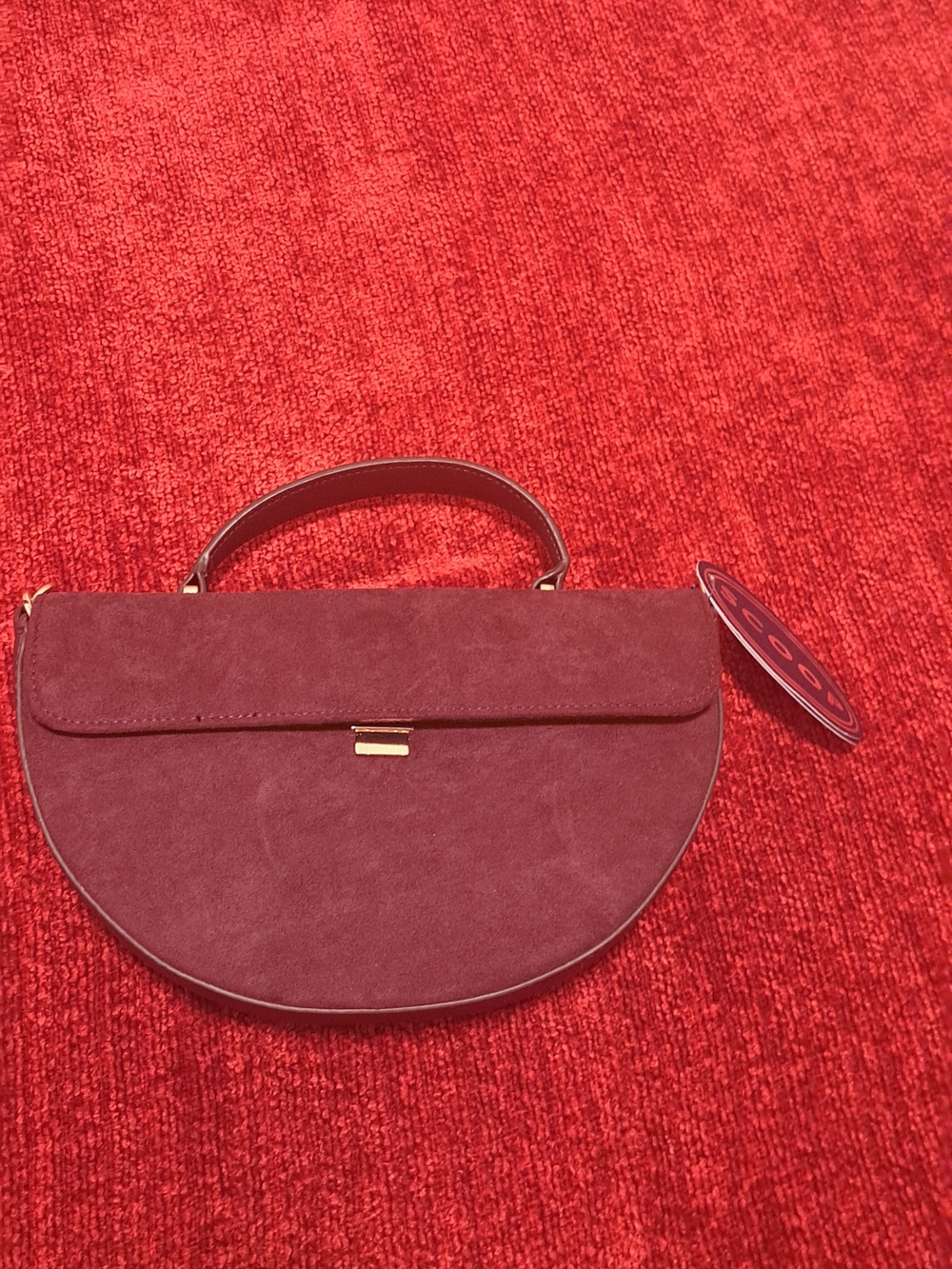 Half-Moon Suede Crossbody Bag in Burgundy